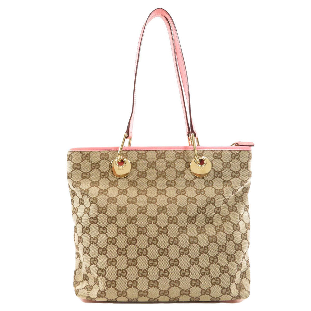 Gucci GG Canvas Eclipse Tote Shoulder Bag Beige Pink - Picture 2 of 11